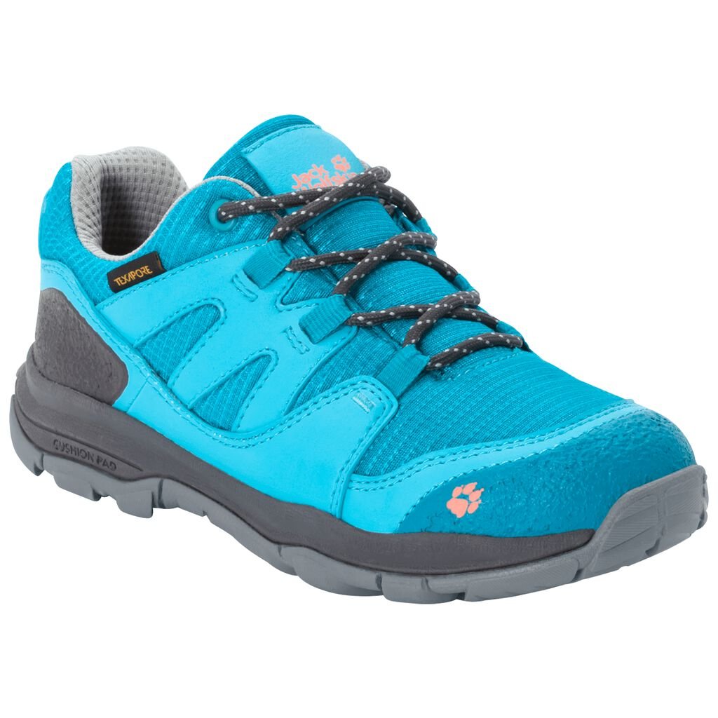 Jack Wolfskin MTN ATTACK 3 TEXAPORE LOW Gyerek Túracipő Türkiz/Korall - XPVBWA-567